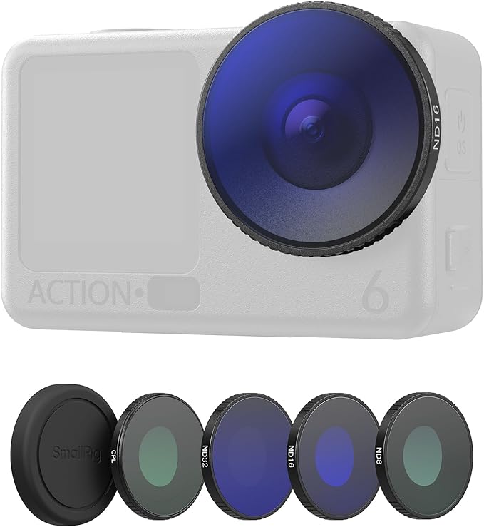 SmallRig Threaded Filter Kit for DJI Osmo Action 6, 4 Pack CPL ND8 ND16 ND32 Action 6 Threaded Filters, Accurate Color Reproduction with HD Optical Glass & Lens Silicone Cover - 6036