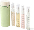 Travelers' Portable Leakproof Plastic 4-in-1 Toiletry Dispenser Set Refillable Shampoo Lotion Containers for Business Trip Gym Shower Essentials (Green)