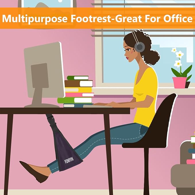 Airplane Footrest with No Feet Clashing Support Design, Portable Travel Foot Hammock to Relax Your Foot, Memory Foam Plane Foot Rest to Relieve Feet Soreness - Long Flights Essentials
