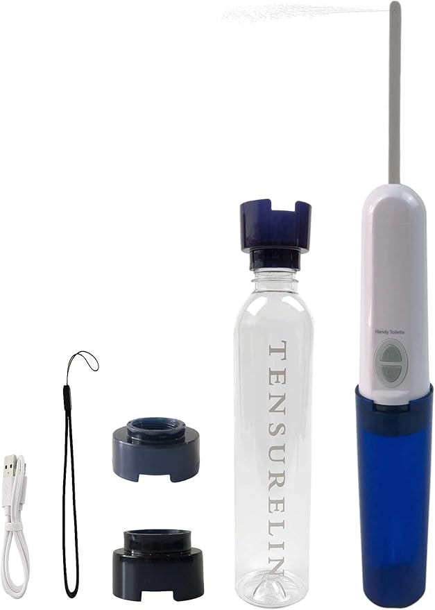 Upgraded Electric Portable Travel Bidet, Contain Large Water Bottle, Two Size adapters, USB Charger, Handy Toilette Sprayer Good for Personal Care