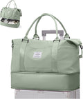 Travel Duffel Bag, 18x14x8 Inches Travel Bag Spirit with Shoes Compartment, Weekender Overnight Bag for Women with Trolley Sleeve, Carry On Bag for Airplanes Sport Tote Gym Bag(BeigeGreen).