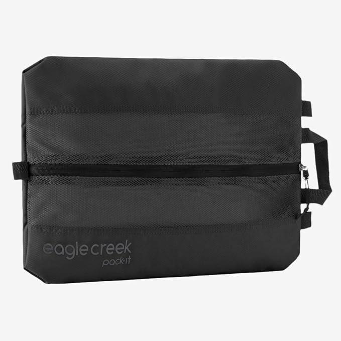 Eagle Creek Pack-It Reveal Shoe Sack - Breathable Shoe Storage Sack for Optimizing Luggage Space - Quick-Drying Material - Lightweight - Washable - Ventilated - Black