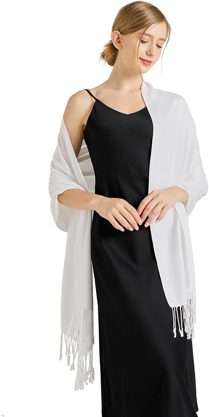 Soft Silky Pashmina Shawl Wraps Solid Colors Scarf for Wedding Evening Dresses