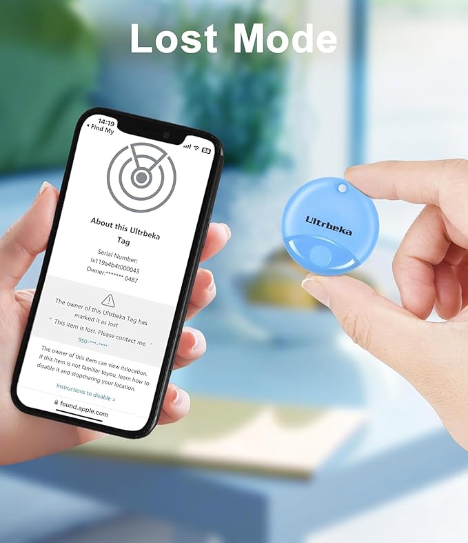 Ultrbeka Air Tracker Tag 4 Pack Bluetooth Item Finder for iPhone – MFi Certified Smart Tracker Compatible with Apple Find My, Replaceable Battery, IP67 Waterproof Key Finder for Keys, Wallet, Luggage
