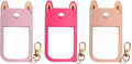3 Pack Cute Ear Silicone Case Compatible with Touchland Hand Sanitizer Spray (Fit for 1 FL.OZ), Protective Case with Keychain, Hand Sanitizer Holder(Pink,Rose Red,Beige)