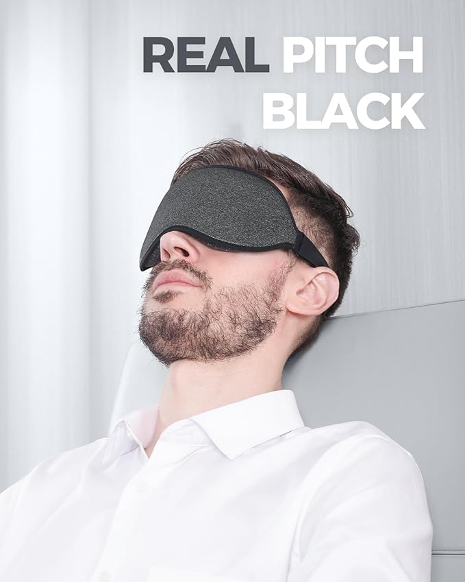 MZOO Luxury Sleep Mask for Back, Side Sleeper, Complete Light Blocking Sleeping Eye Mask Night Blindfold, 3D Zero Pressure & Lash Friendly, Breathable Soft Eye Cover Flight Nap Travel