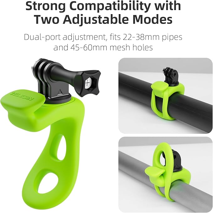 TELESIN Camera 360 Strap Mount Flexible Wrap Band Bike Motorcycle Handlebar Tube Roll Bar Stick Pole Ski Pole Mount for DJI Osmo Pocket 4, DJI Action/Osmo 360/Osmo Nano,Go Pro Hero,Akaso,Insta360