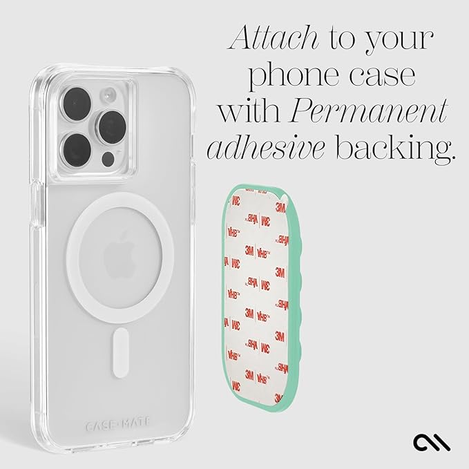 Case-Mate Adhesive Suction Cup Phone Mount - Sticky Phone Grip w/Strong 3M Adhesive - Anti-Slip Phone Holder - Content Creator Essentials - Compatible with iPhone, Android Phones & Cases - Mint Green