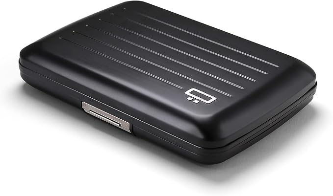 ÖGON -DESIGNS- Aluminum card holder with metal lock, RFID protection against fraud and demagnetization, compact wallet, Smart Case OSLO model