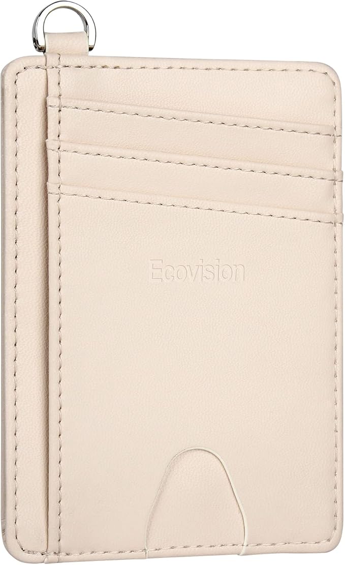 EcoVision Slim Minimalist Front Pocket Wallet, RFID Blocking Credit Card Holder Wallet with Detachable D-Shackle for Men Women