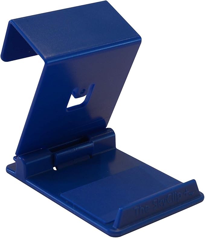 The SkyClip+ Phone & Tablet Holder for Air Travel, Home and Office Use - Inflight Phone Mount & Stand Compatible with iPhone, Android, Kindle and Tablets - Ultimate Travel Accessory (Blue)