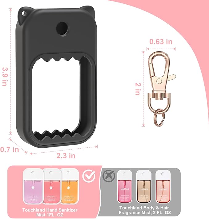 Hand Sanitizer Spray Case for Touchland Silicone Touchland Case Keychain Cute Hand Sanitizer Holder Keychain Compatible with Touch land Power Mist Gentle/Glow Mist