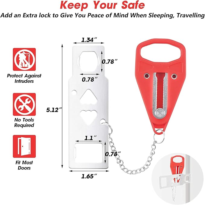 2 Pack Portable Door Lock Home Security Door Lock Travel Lockdown Locks for Additional Safety and Privacy Perfect for Traveling Hotel Home Apartment College 2024 New Model