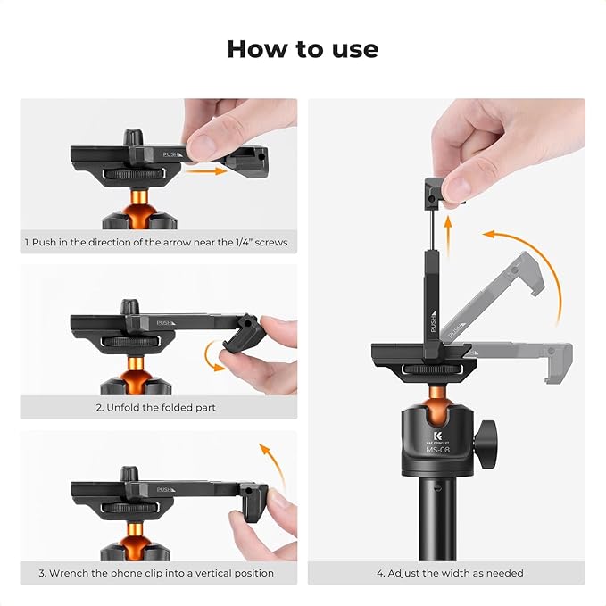 K&F CONCEPT 62'' Phone Selfie Stick Tripod, 2-in-1 Extendable Cell Phone Tripod Stand with Remote, 360° Ball Head Camera Tripod Compatible with DJI Osmo Pocket 4/3 Action 6/5Pro GoPro 13/12 iPhone.