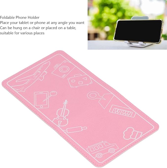 Airplane Phone Holder Flexible Flight Cell Phone Holder and Flexible Tablet Stand Airplane Travel Essential Accessories for Most Smartphones, Tablets (Pink)
