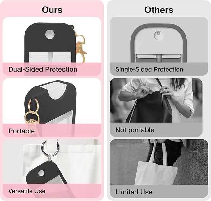 2 PCS Soft Silicone Case for Touchland Power Mist (1FL. OZ./30 mL), Protective and Stylish Case with Keychain Compatible with Touchland Hand Sanitizer Spray (Purple/Black)