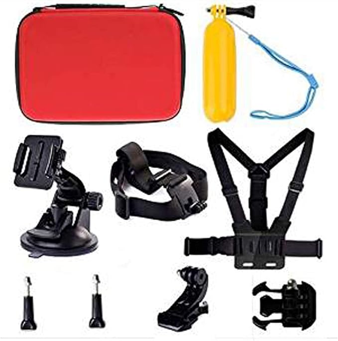 Navitech 8 in 1 Action Camera Accessory Combo Kit with Red Case - Compatible with Campark Action Camera 4K Action Camera
