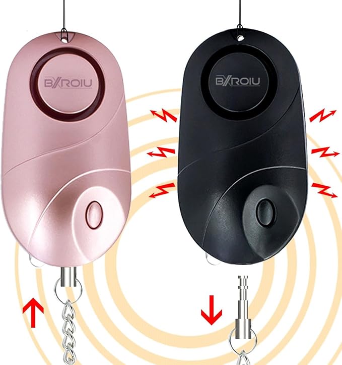 Personal Alarm Siren Emergency Self Defense Security with LED Lights Safety Alarm for Women Kids and Elders (Rose Gold + Black)