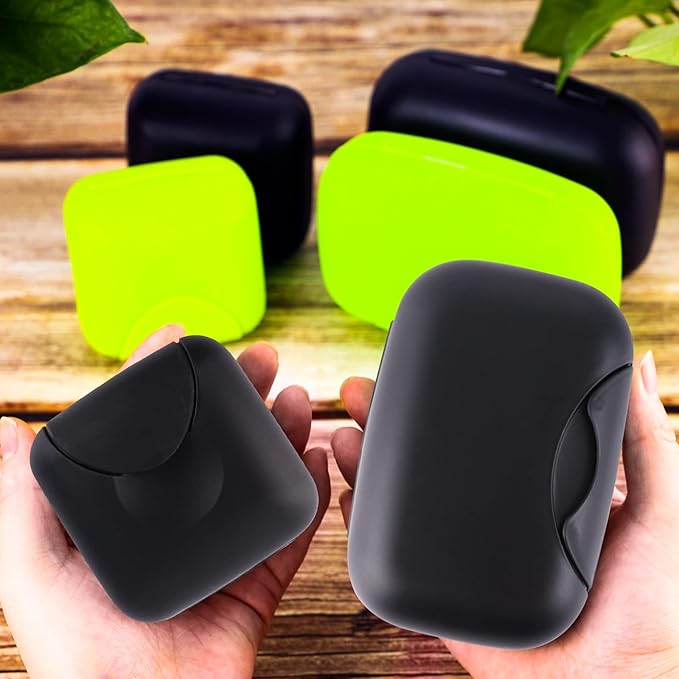 2 Pcs Small Size Plastic Soap Case Holder Container Box Home Outdoor Hiking Camping Travel,2.75 * 2.75 * 1.65 inch Black