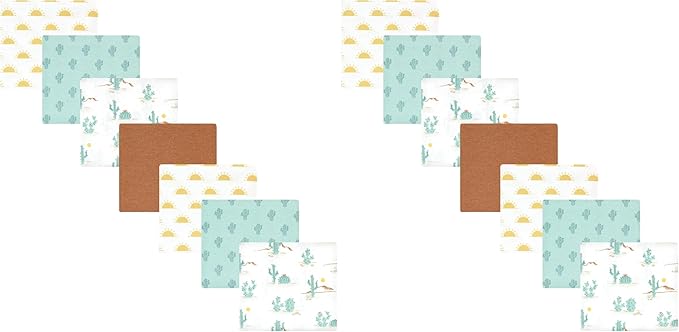 Hudson Baby Unisex Baby Cotton Flannel Receiving Blankets Bundle, Desert Cactus, One Size (Pack of 2)