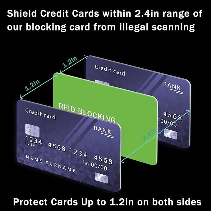 RFID Blocking Card - 3 Pack, Contactless NFC Credit Card ID Protection Safe Bank Card Passport Entire Wallet Purse Shield Protector Blocker Guard (Pack of 3, Green)