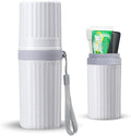 Toothbrush Travel Case, Grey Travel Toothbrush Cup Holder for Toothbrush and Toothpaste, Portable Travel Toothbrush Container for Traveling Camping Business School