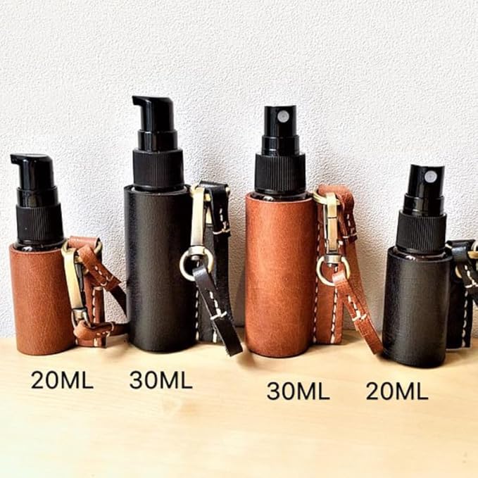 Disinfectant Holder - 60ml Sanitizing Spray Bottle Bag Holder - Belt Loops, Clip On Backpacks & Purses -(Reusable White Bottles) (Black Bottle Sleeve)