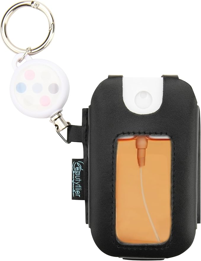 Beautyflier PU Holder Sleeve for Touchland Power Mist and Glow Mist 1FL OZ Hand Sanitizer Spray, Protective Case with Keychain and Telescoping Ring, Perfectly for Travel, Sleeve Only