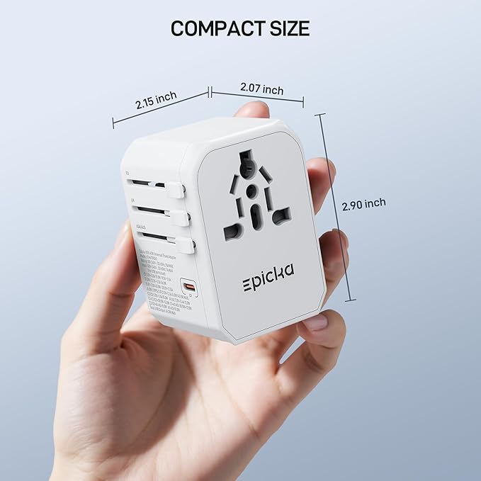 EPICKA Universal Travel Adapter GaN 45W, European Travel Plug Adapter with PD&QC Fast Charging(2 USB-A & 3 USB-C Ports) - Worldwide Travel Essentials, International Power Adapter for UK/US/AU