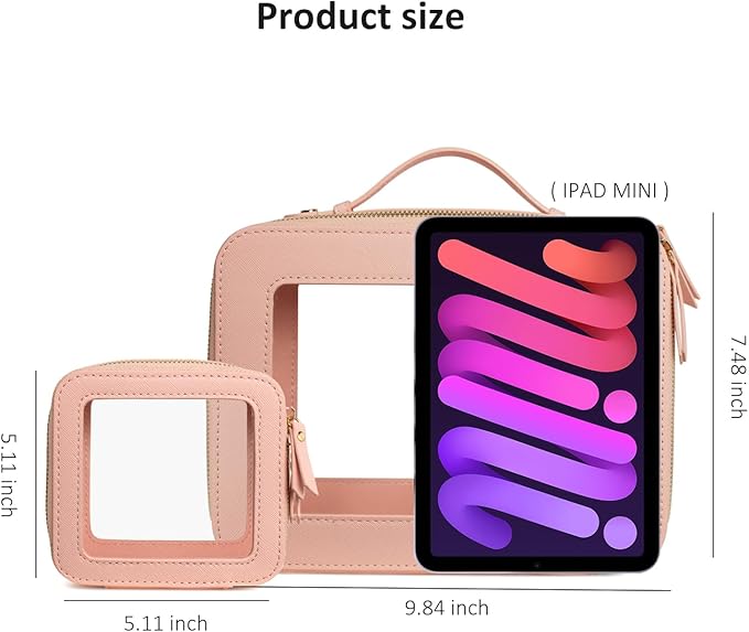 LETGO Clear Makeup Bag Small, Mini Travel Toiletry Bag Cosmetic Organizer, TSA Approved Transparent Case Pouch with Zipper, Car Essentials for Women Men (Mini Pink)