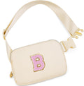 Uygafly Belt Bag Fanny Pack Crossbody Bags with Initials Letter Patch Cute Stuff Birthday Gifts for Teenager Girls Trendy Stuff for Teens | Khaki,B