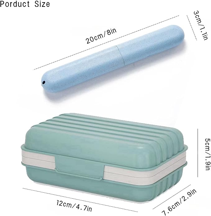 3Pcs Travel Soap Case and 3Pcs Toothbrush Travel Case Set,Leakproof Soap Dish with Lid Portable Toothbrush Holder for Traveling, Camping, Bathroom- Waterproof Drawstring Bag for Boot Backpack