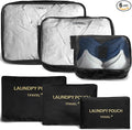 6 Set Packing Cubes for Travel Luggage Packing Bags Reusable Waterproof Suitcase Organizer Bags Set with Shoe Bag and Toiletry Bag (Black)