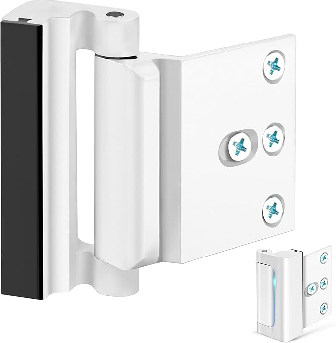 Home Security Door Reinforcement Lock - Child Proof High Security Door Lock Front Door Locks for Kids Safety Withstand 800 lbs Top Door Latch Lock Flip Door Guardian for Inward Swinging Inside Door