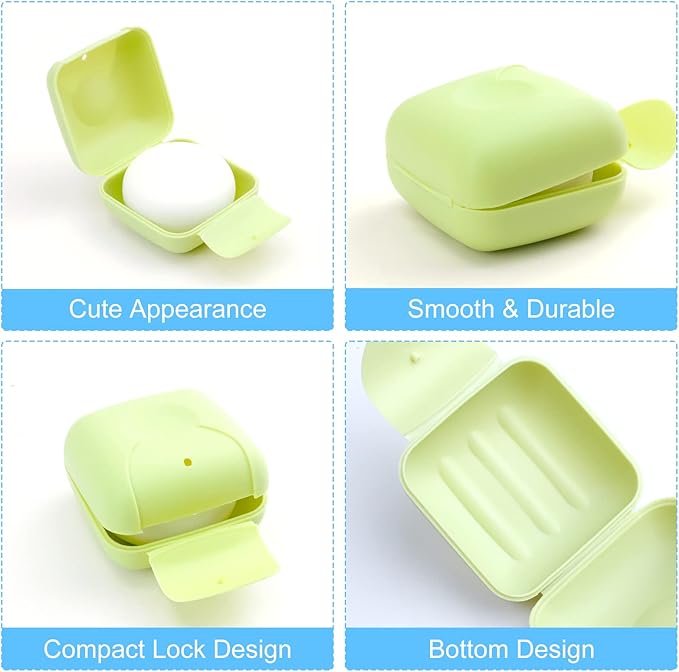 RETON 4 Pcs Portable Candy Color Soap Container Case Box Holder Organizer for Home, Bathroom, Hiking, Traveling, Camping and Other Outdoor Activities (4 Small)