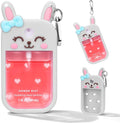 Bunny Silicone Case for Touchland Hand Sanitizer Spray with Keychain Holder, Compatible with Power Mist & Glow Mist 1 FL Oz/30ML for Touchland Case, Easter Cute Travel Cover Sleeve Grey