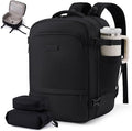 LOVEVOOK Travel Backpack for Women & Men, Carry On Backpack with Cup Holder, Personal Item Travel Bag Flight Approved with Padded Laptop Compartment, Weekender Daypack With 2 Cubes, 17.3 Inch Black