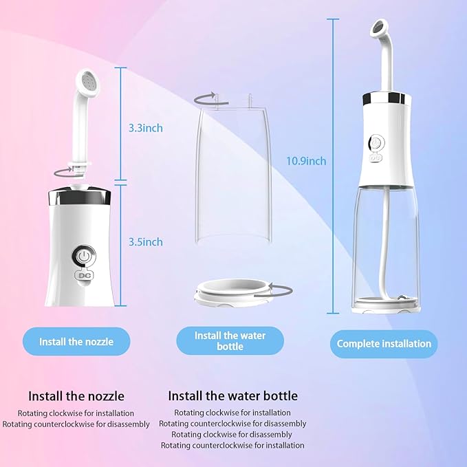 Rechargeable Portable Bidet Sprayer, 4 Pressure Options for Personal Cleaning, Travel Bag Included - Essentials for Postpartum/Perineal/Hemorrhoid Care