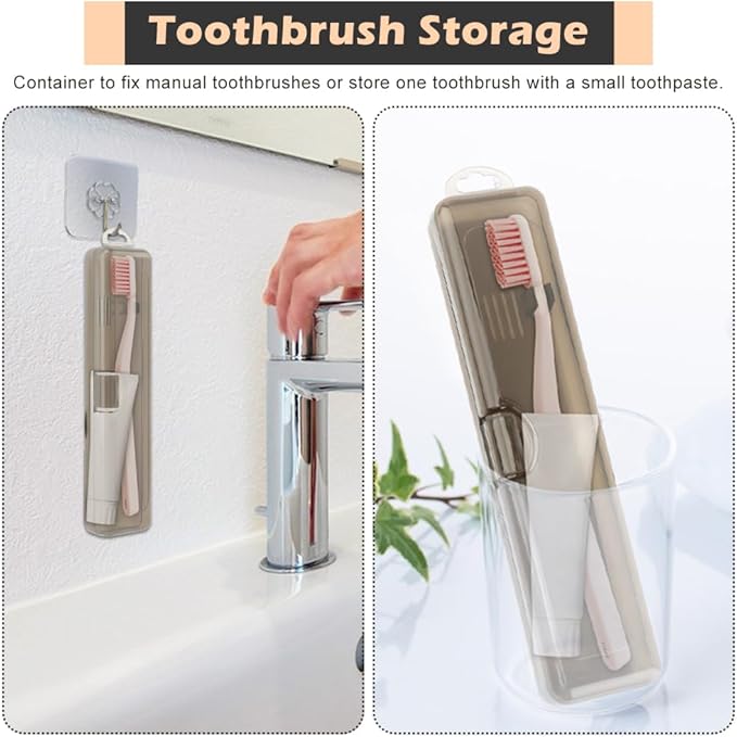 2 Pack Toothbrush Box,Travel Size Toothbrush Box Cover Portable Clear Black Cases Design with Holes for Home, Travel, Business Trips, Hotels(COLOR:Black)
