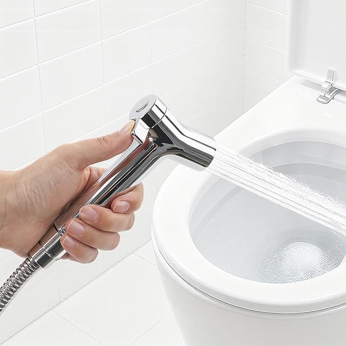 Handheld Bidet Sprayer for Toilet, Adjustable Pressure Feminine Wash - Stainless Steel Easy Install Hand Held Shattaf Spray Hose with Shut-Off Valve, Perfect as Diaper Sprayer, Postpartum Care