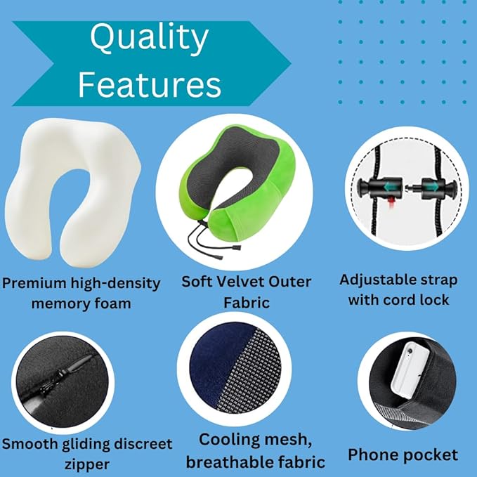 Travel Pillows for Airplane - Neck Pillow Airplane and Car Use - Soft Comfortable Memory Foam Travel Neck Pillow - Travel Essentials for Women and Men (Chocolate Brown)