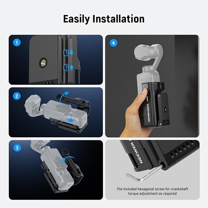 NEEWER Basics Magnetic Mount Stand Compatible with DJI Osmo Pocket 3, Creator Combo Accessories Expansion Adapter with 1/4" Screw Hole, Plastic Bracket for Battery Grip NEEWER M21 Fill Light, AC024
