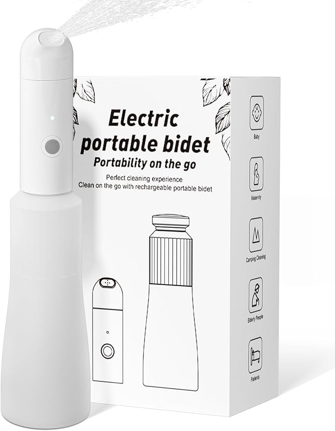 Portable Bidet, Handheld Bidet, Rechargeable Electric Portable 350 ml for Women & Men (ES002-WHITE)