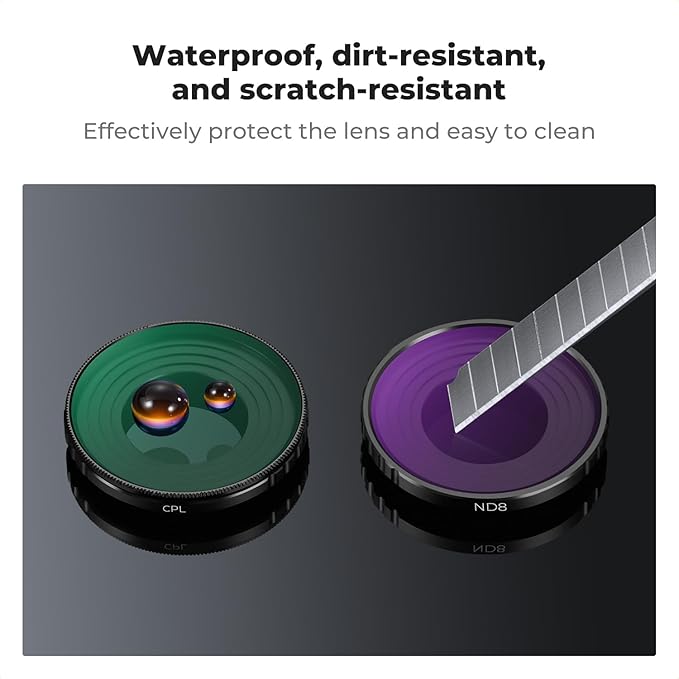 K&F CONCEPT ND PL Filter Kit Compatible with DJI Osmo Action 5 Pro/Osmo Action 4, 4Pack CPL ND8 ND16 ND32 Screw On Polarizing Neutral Density Filter, HD Optical Glass/Multi-Coated/Metal Frame