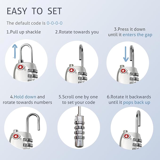 TSA Approved Locks for Luggage TSA Locks for Gun Case Lock 4 Digit Combination Lock Travel Locks TSA Approved Suitcase Locks Combo Lock with Code