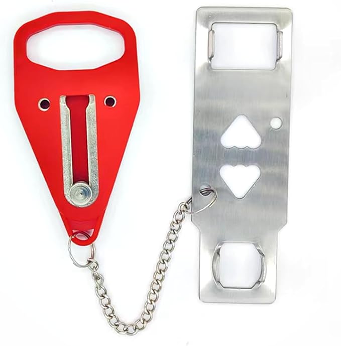 Portable Door Lock, Extra Lock for Additional Privacy and Safety in Apartment Home, Protect Family Security and Prevent Unauthorized Entry in Traveling, Home, Bedroom, Hotel, Apartment. (Red)