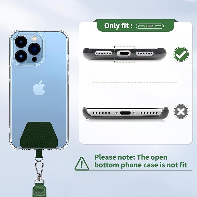 CACOE Phone Lanyard 2 Pcs-Adjustable Neck Strap,Universal Crossbody Lanyards Compatible with Most Smartphones (Black+Dark Green, 21.65")