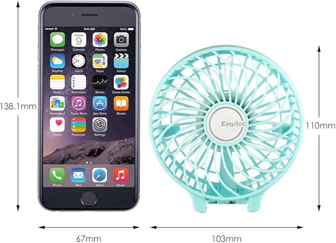 EasyAcc Mini Handheld Fan, USB Desk Fan Small Personal Portable Stroller Table Fan with Rechargeable Battery Operated Cooling Folding Electric Fan 3-10H Working Hours for Travel Office Outdoor