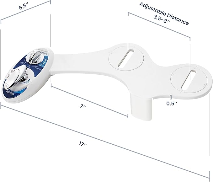 LUXE Bidet NEO 320 - Warm Water, Dual Nozzle, Self-Cleaning, Non-Electric Bidet Attachment for Toilet Seat, Adjustable Water Pressure, Rear & Feminine Wash (Blue)
