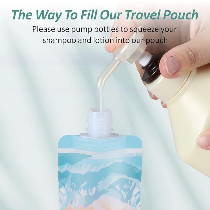 PACKISM 11 Pack Travel Pouches for Toiletries, 3 oz TSA Approved Liquid Containers, Leak Proof Squeeze Bags for Cruise & Camping, Space Saving Refillable Carriers, Active Mountain Cruise Ship